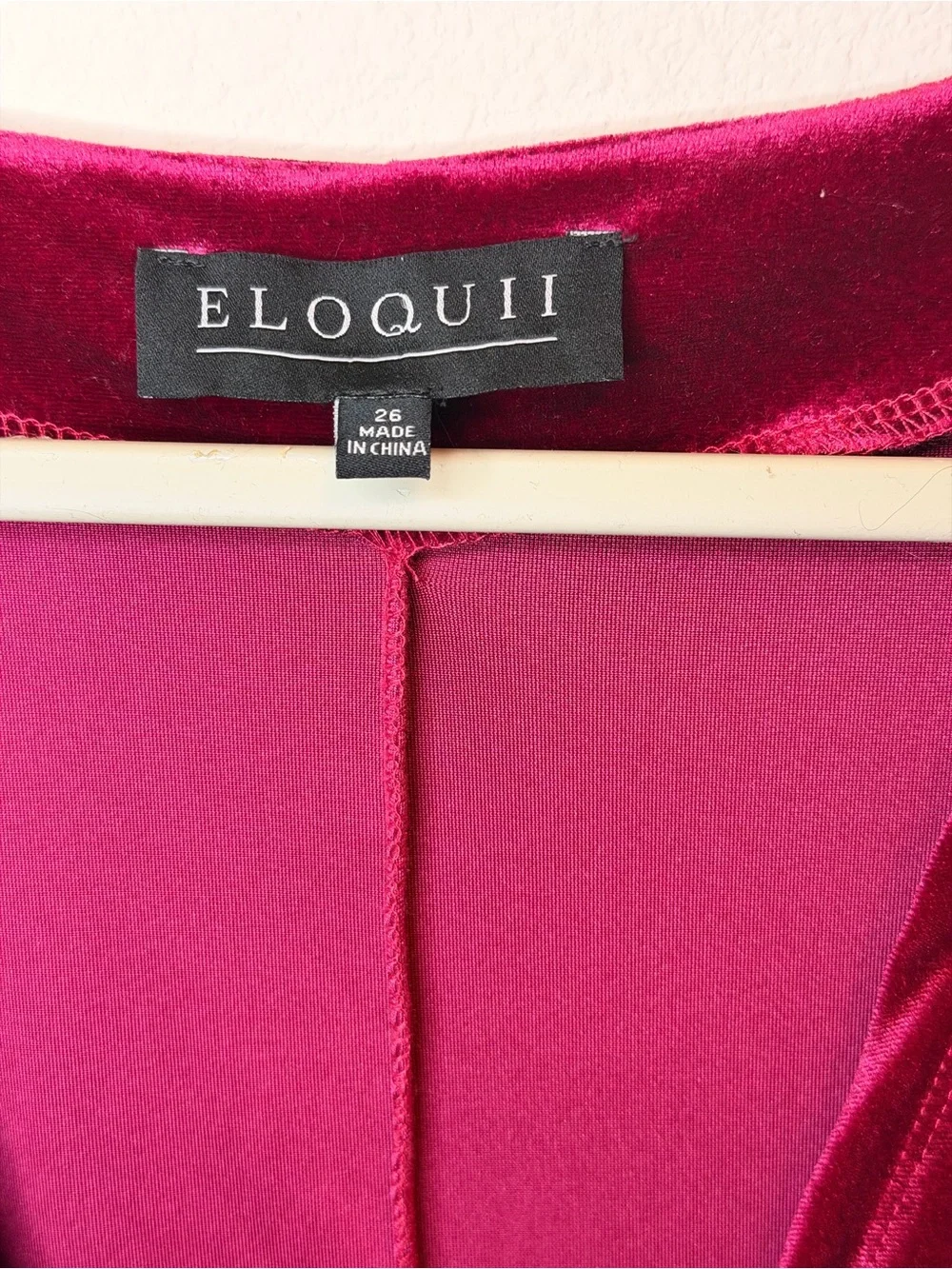 Eloquii Velvet Wrap Midi Dress Berry Magenta Deep V Hi-Low Plus Size 26 - Picture 6 of 6